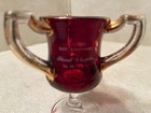 Antique 3 Handled Ruby Flashed 1911 Trophy Toothpick Holder W gold Trim