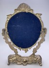 Vintage French Mirror Vanity Rococo Cherubs Shell Silver Plate Finish 
