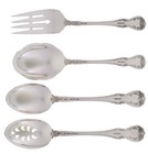 Set 4 Towle Old Master Sterling Silver Serving Meat Fork Pierced Casserole Spoon