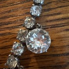 Vintage Antique Sterling Silver Necklace Clear Rhinestones Dangle 13 25   