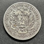 Venezuela 1936 5 Bolivares Silver Coin Crown Bolivar 25 Grams Lei 900 World  219