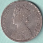 Alwar State 1878 Victoria Queen One Rupee Silver Coin