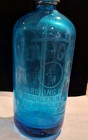Vintage Blue Glass Seltzer syphon Bottle     Lou - Gus Brooklyn N y 