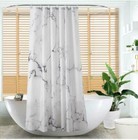 Grey And White Marble Bathroom Shower Curtain Polyester Fabric With Hook 71 x71 