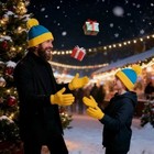 Winter Knit Hat   Gloves Set Unisex Warm Stretch Beanie Scarf Touch Gloves