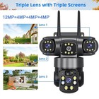 3 Lens 12mp Solar Battery Home Security Camera Outdoor Wifi Wireless Ptz Cctv Us