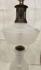 Set Of 2 Vtg Mid-century Modern White Opaline Glass Table Lamps  Tested
