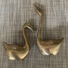 Vintage Pair Of Brass Mid Century Swan Sculptures 
