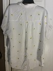 Nwt Pineapple Embroidered White Beachy Shirt Button Up Size L 12-14 Camp Shirt