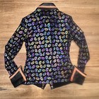 Kris Kustoms Pleasure Horse Show Horsemanship Shirt Medium Orange Leather Bling
