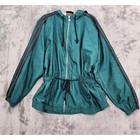 Vintage 90s Adidas Drawstring Waist Track Suit Size M Green Black Zip Hem Lined