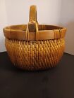 Vintage Woven Willow Large Basket With Wooden Handles Basket  16  X 14  X 12 