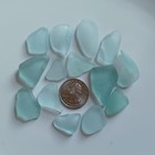 14 Aqua Sea Glass Pcs  Med-lg Genuine Surf Tumbled  Jq  Bulk  Nyc Beach