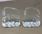 Vintage Mosser Glass Clear Crystal Bookends Pair Cambridge Ohio Art Glass Mcm 3   