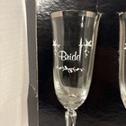 Vintage Wedding Tulip Champagne Glasses Silver Rim Bride   Groom Toasting - Set