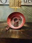  Antique Primitive Metal Chamber Candleholder Orig Red Paint 6 
