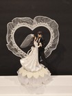 Vintage 1995 Wilton Bride And Groom Wedding Cake Topper Heart Lace