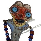 Rare Vtg 1989 Edwin B Shelton Artist Glass Articulated Beaded Dangle Pin Brooch