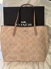 Coach Nwot Large City Tote In Sand taupe Signature Canvas With Silver Hardware