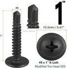Modified Truss Head Phillips Self Drilling Screws  8 X 1  Black Plated 500 Pcs
