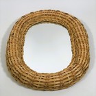 Vintage Wicker Rattan Woven Oval Accent Mirror Boho 16  X 12 
