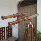 39 Inch Antique Nautical Floor Standing Brass Telescope With Wooden Tripod Stand