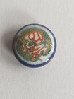 Three  3  Antique Japanese Satsuma Porcelain Buttons Fire Dragon Gold Detail
