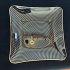 Vintage Chance Glass Mid Century Modern Gold Swirl Dish Plate 7 25  Square