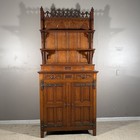 92  Antique European Gothic Oak Hutch Cupboard Cabinet Plate Rack