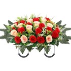 Artificial Cemetery Flowers For Grave headstone Flower Saddle For Red White