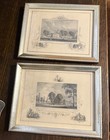 Antique Harvard   Yale University Engravings Framed Pair Ivy League 1800s