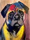 Original Signed 11x14 Pug Portrait Bold Abstract Acrylic Dog Painting Canvas 117
