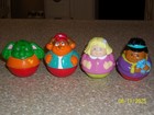 Lot Of 4 Vintage Playskool Hasbro Weeble Wobbles Toys Bear Elephant Boy Girl