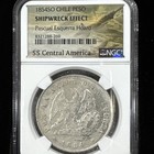 1854 Chile Silver 1 Peso Montt Condor   Shield Ngc Au 50 Nice High Grade Coin