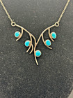 Intricate Sterling Silver   Turquoise Necklace Elegant Tree Branch Design 4 94g