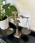 Vintage Hollywood Regency Antique Balance Scales With Brass And Marble