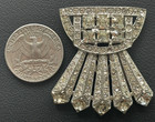 Vintage Art Deco Rhinestone Shoe Clips Pair Fan Design 1 75  Silver Tone As Is