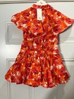      Stunning  Nwt Bleu Comme Gris Paris  iuma  Dress -flame Orange Floral Size  4