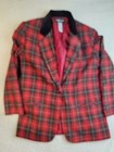 Vintage Sag Harbor Women s Red Tartan Wool Blazer Jacket Velvet Collar Size 12