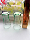 Set Of Miniature Classic Coca-cola Etched Glass Shot Glasses  green Tint 