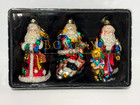 The Bombay Company 3 Vintage Santa Claus Glass Christmas Holiday Ornaments
