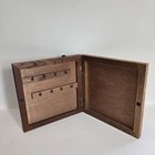 Vintage  Handcrafted  Wall Hanging Key Holder Cabinet  Wood W blessing  8 Hooks 