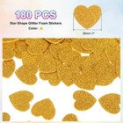 180pcs Glitter Foam Stickers 1  Self-adhesive Heart-shape Stickers Gold
