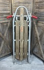 Vintage Mcm Duralite Racer Aluminum Wood Snow Sled Power Steering 48  Length