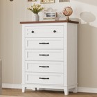 5 Drawer Chest Dresser  wooden Dresser Storage Cabinet Bedroom Furniture  white