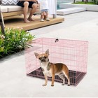 Dog Crate For Small Dogs 24 Inch Folding Metal Wire Pet Cage Double Door W di   