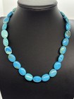 Southwestern Sterling Silver Turquoise Necklace 17-19  46 Grams 15mm Oval Stones