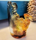 Handmade Liu Li Crystal Glass Rabbit Pen Pot Brush Holder Gift Home Table Decor