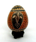 African Carved Stone Egg On Stand   Kenya Tribal Masks