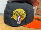 Ny Knicks Finals Hat Fitted New Era Side Patch Official Black Orange Rare Nba